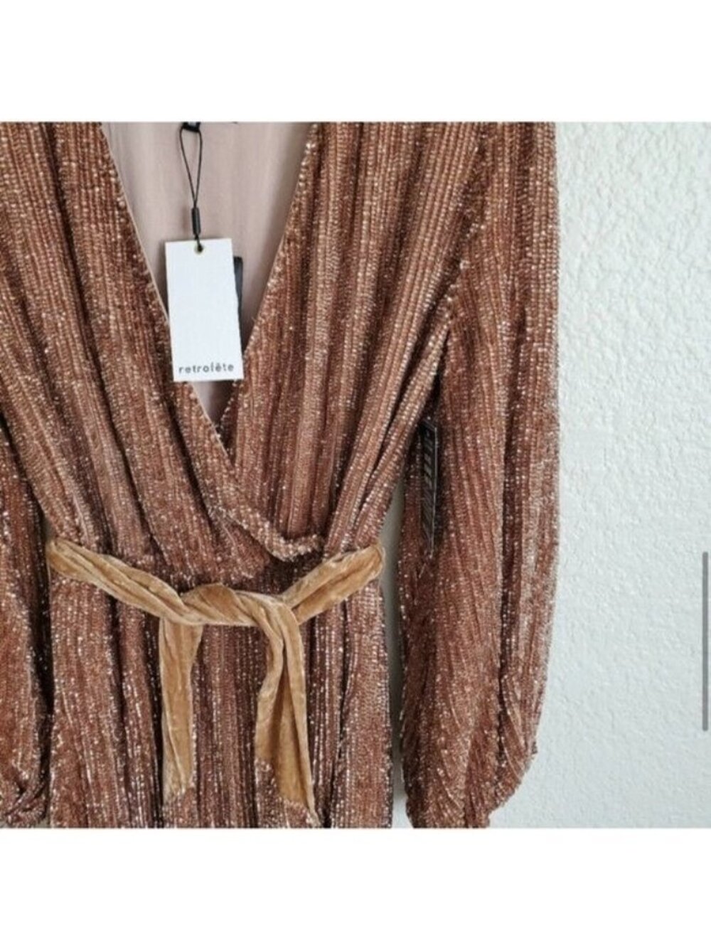 Retrofete Gabrielle Robe Mini Dress Bronze - Picture 6 of 10